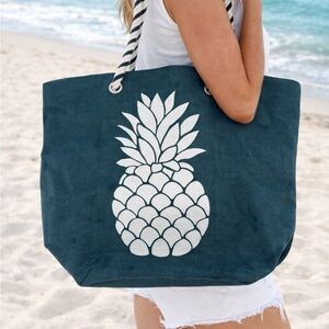 Pineapple Beach Tote Bag Nautical Rope Handle Summer Bag